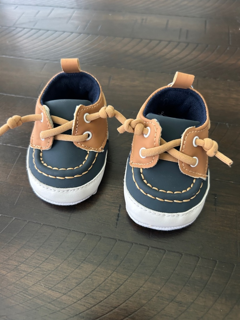 Sperry Navy, Tan & White Baby Moccasins